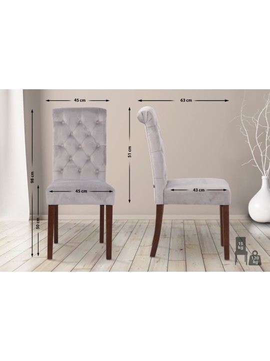 Lot de 2 chaises de salle à manger Lisburn velours, gris Lot de 2 chaises de salle à manger Lisburn velours, gris