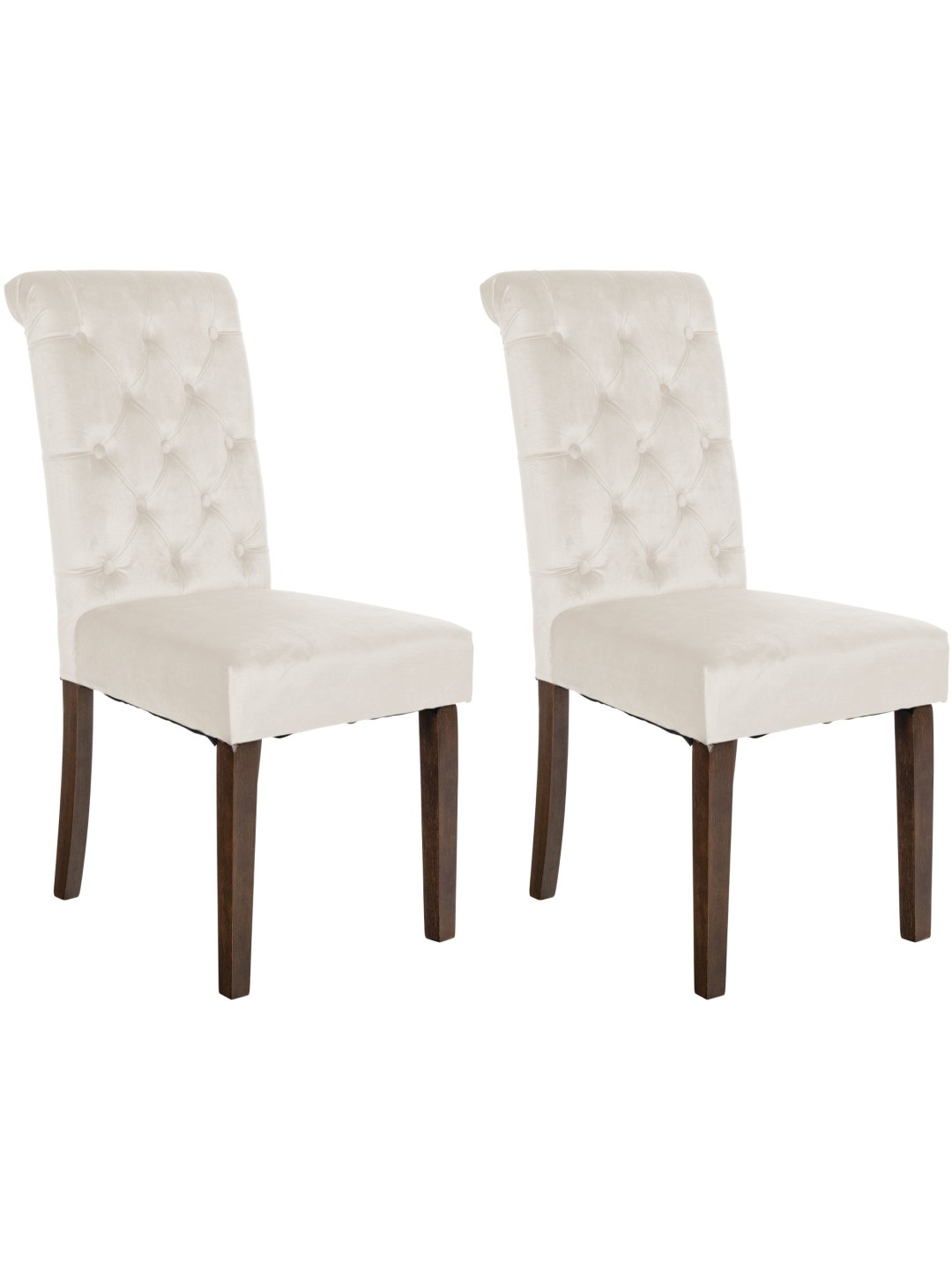 Lot de 2 chaises de salle à manger Lisburn velours, crème
