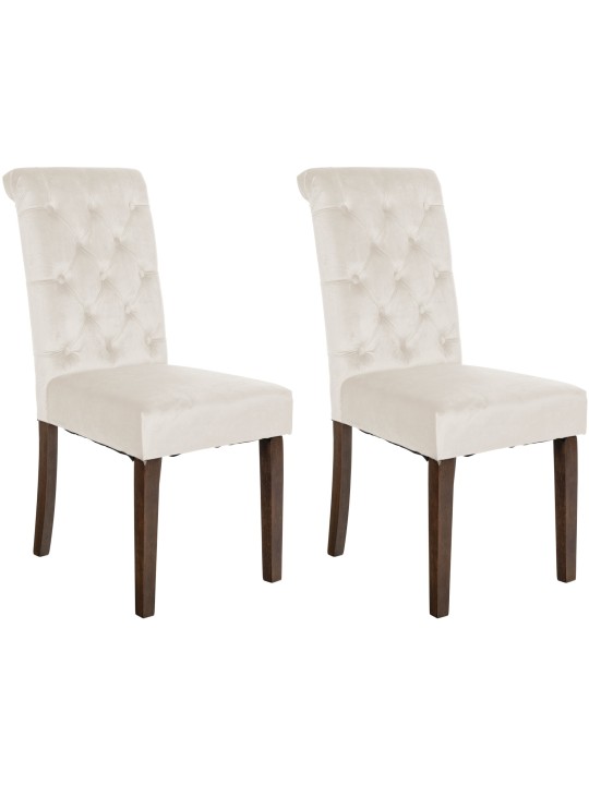 Lot de 2 chaises de salle à manger Lisburn velours, crème
