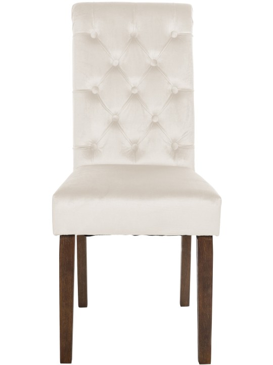 Lot de 2 chaises de salle à manger Lisburn velours, crème