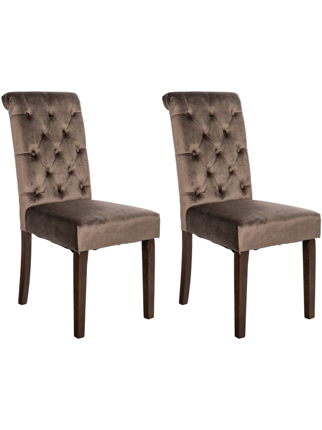 Lot de 2 chaises de salle à manger Lisburn velours, brun