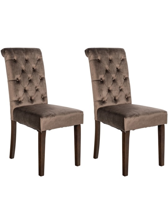 Lot de 2 chaises de salle à manger Lisburn velours, brun
