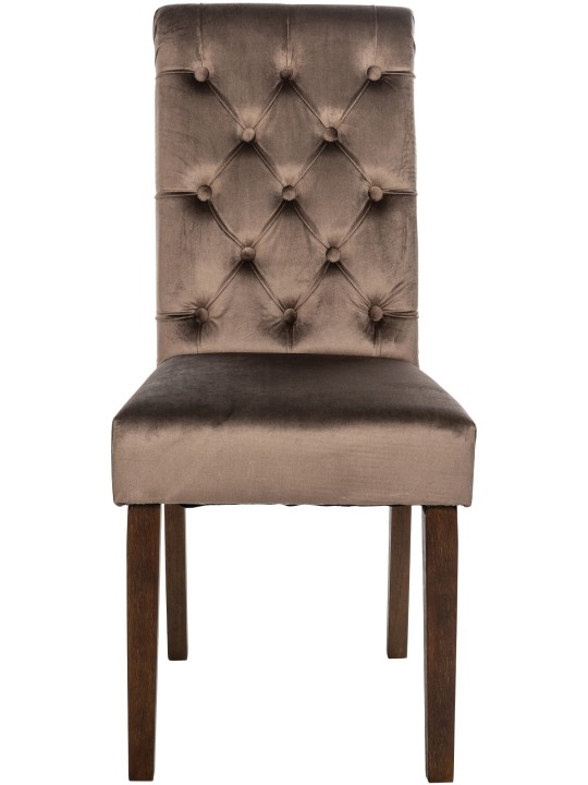 Lot de 2 chaises de salle à manger Lisburn velours, brun