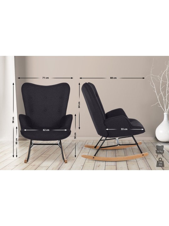 Chaise Sanka tissu, noir