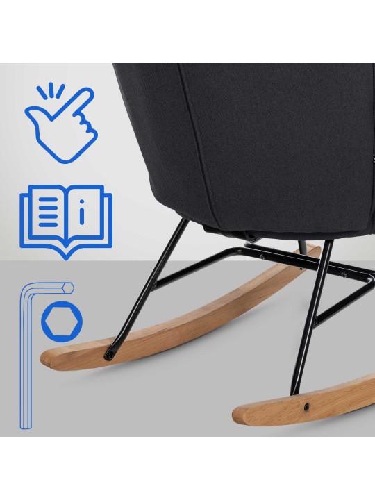 Chaise Sanka tissu, noir