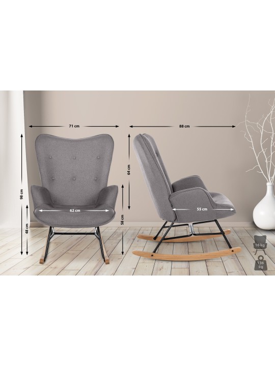 Chaise Sanka tissu, gris