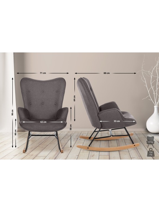 Chaise Sanka tissu, gris foncé
