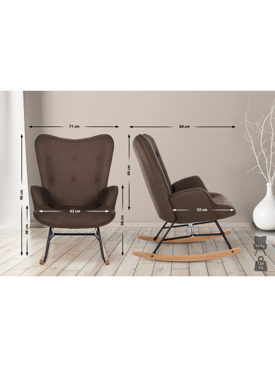 Chaise Sanka tissu, brun