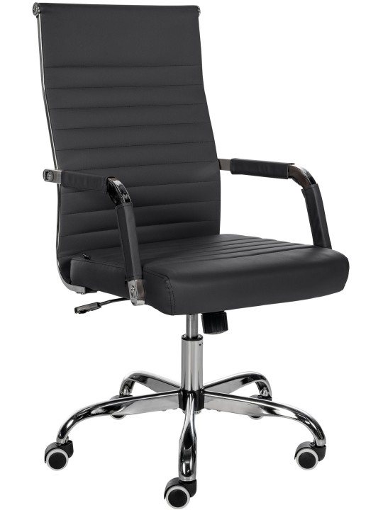 Chaise de bureau Amadora simili cuir, noir