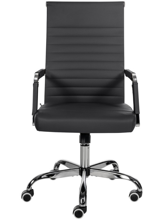 Chaise de bureau Amadora simili cuir, noir