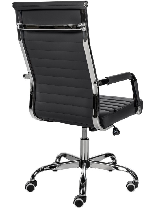 Chaise de bureau Amadora simili cuir, noir