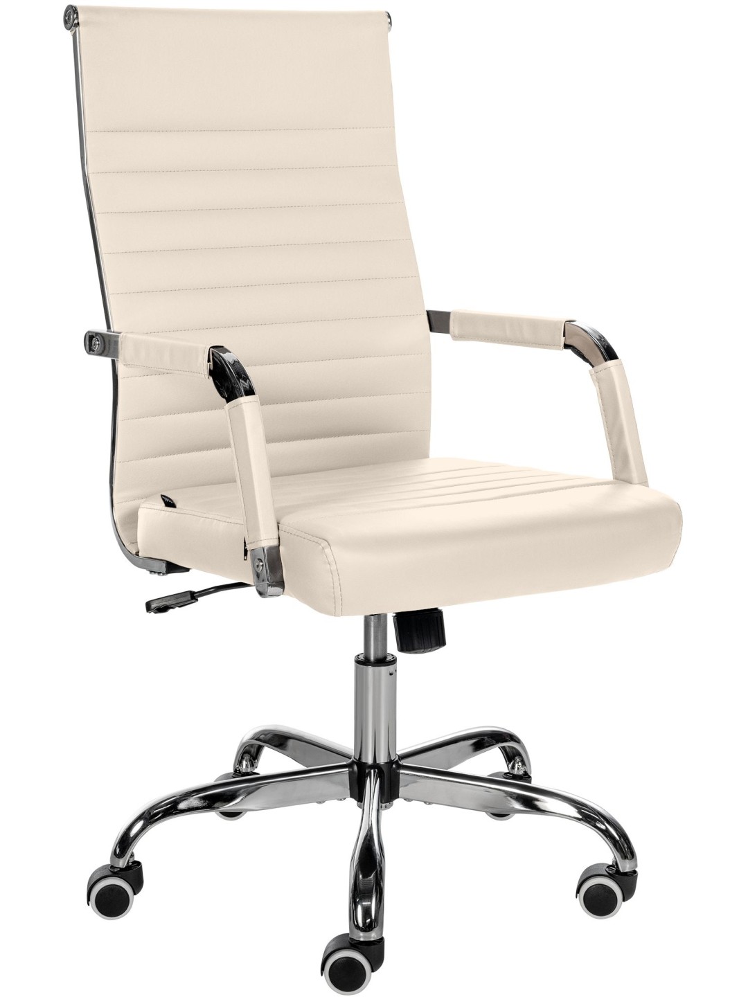 Chaise de bureau Amadora simili cuir, crème