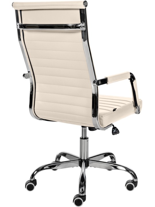 Chaise de bureau Amadora simili cuir, crème