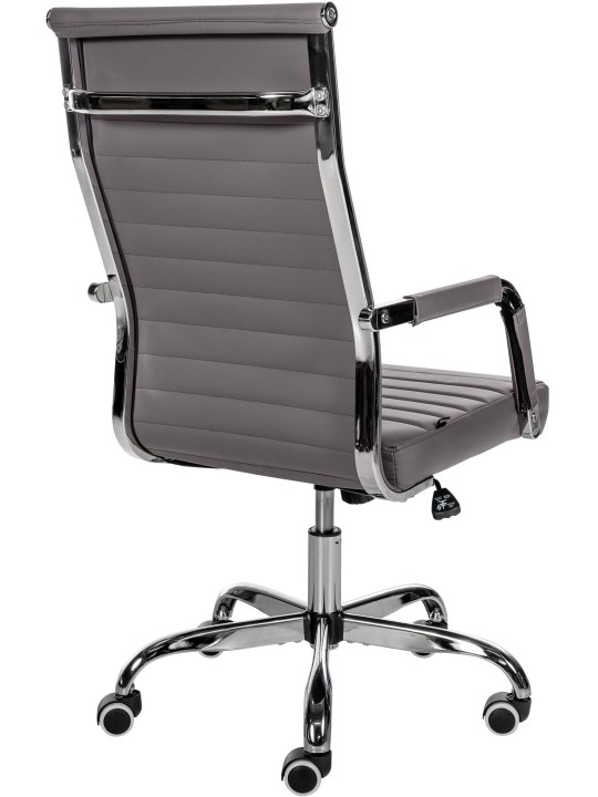 Chaise de bureau Amadora simili cuir, gris