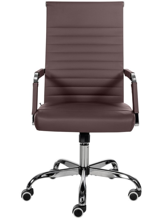 Chaise de bureau Amadora simili cuir, brun