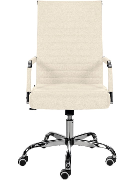Chaise de bureau Amadora en tissu, crème