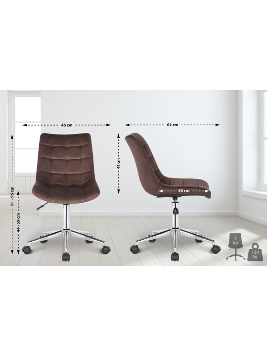Chaise de bureau Medford velours, brun Chaise de bureau Medford velours, brun
