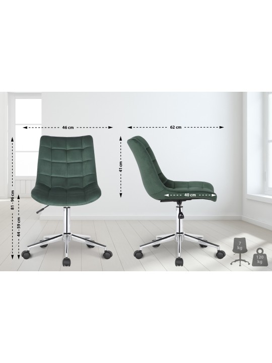 Chaise de bureau Medford velours, vert