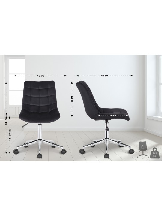 Chaise de bureau Medford velours, noir Chaise de bureau Medford velours, noir