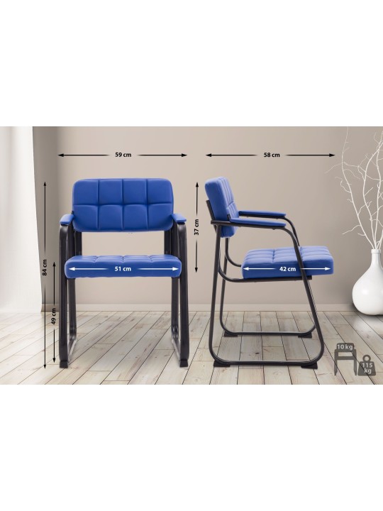 Chaise visiteur Canada B simili cuir, bleu