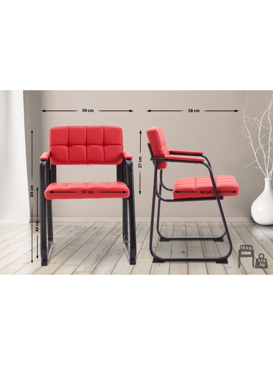 Chaise visiteur Canada B simili cuir, rouge
