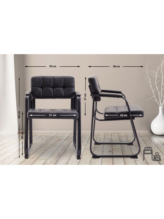 Chaise visiteur Canada B simili cuir, noir