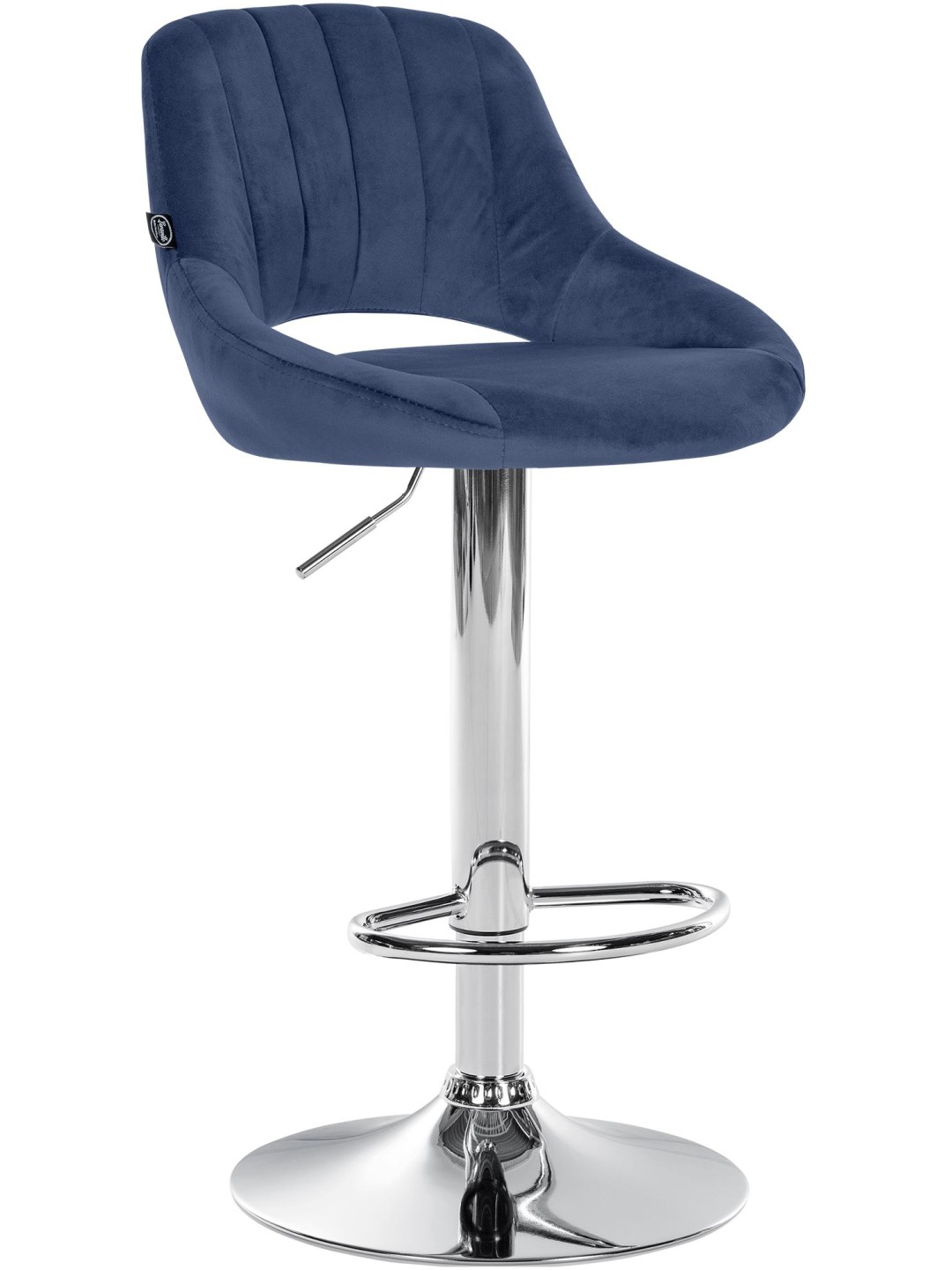 Tabouret de bar Milet velours chrome, bleu