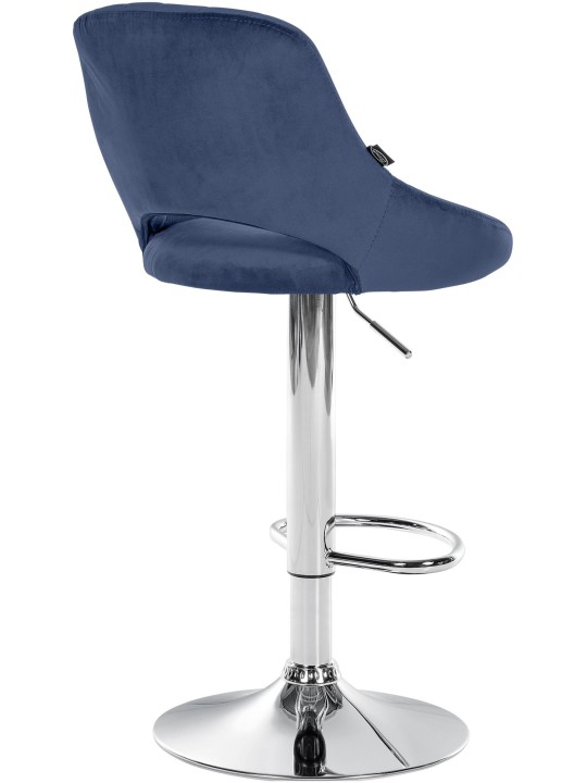 Tabouret de bar Milet velours chrome, bleu
