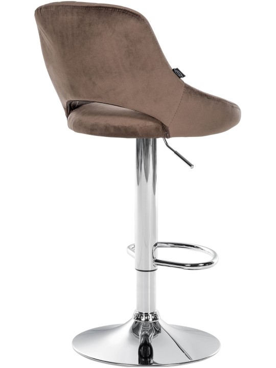 Tabouret de bar Milet velours chrome, brun