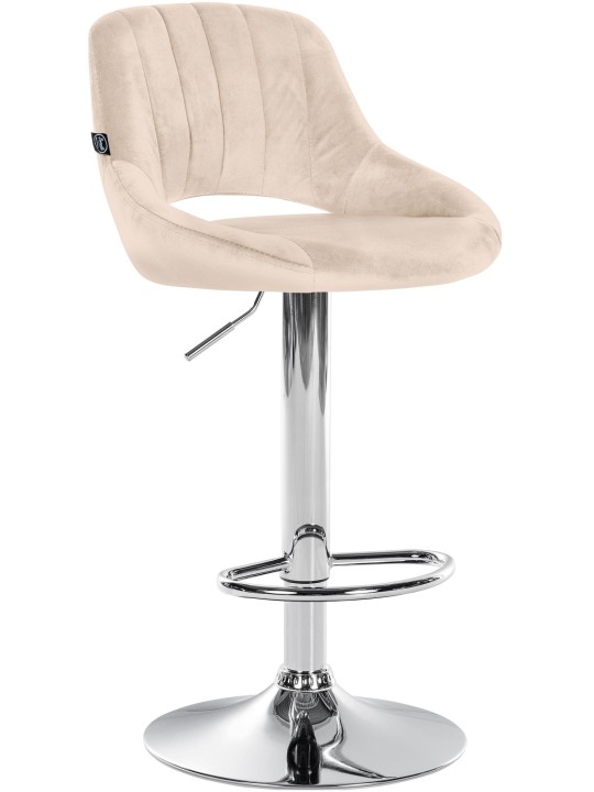 Tabouret de bar Milet velours chrome, crème Tabouret de bar Milet velours chrome, crème