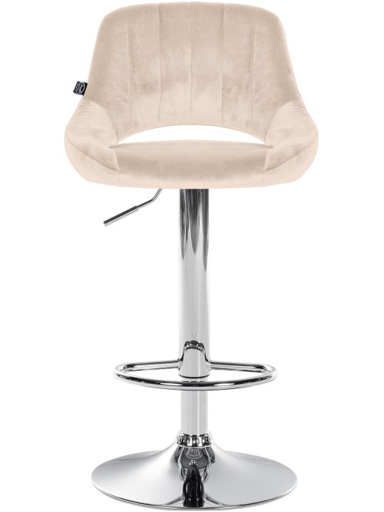 Tabouret de bar Milet velours chrome, crème Tabouret de bar Milet velours chrome, crème