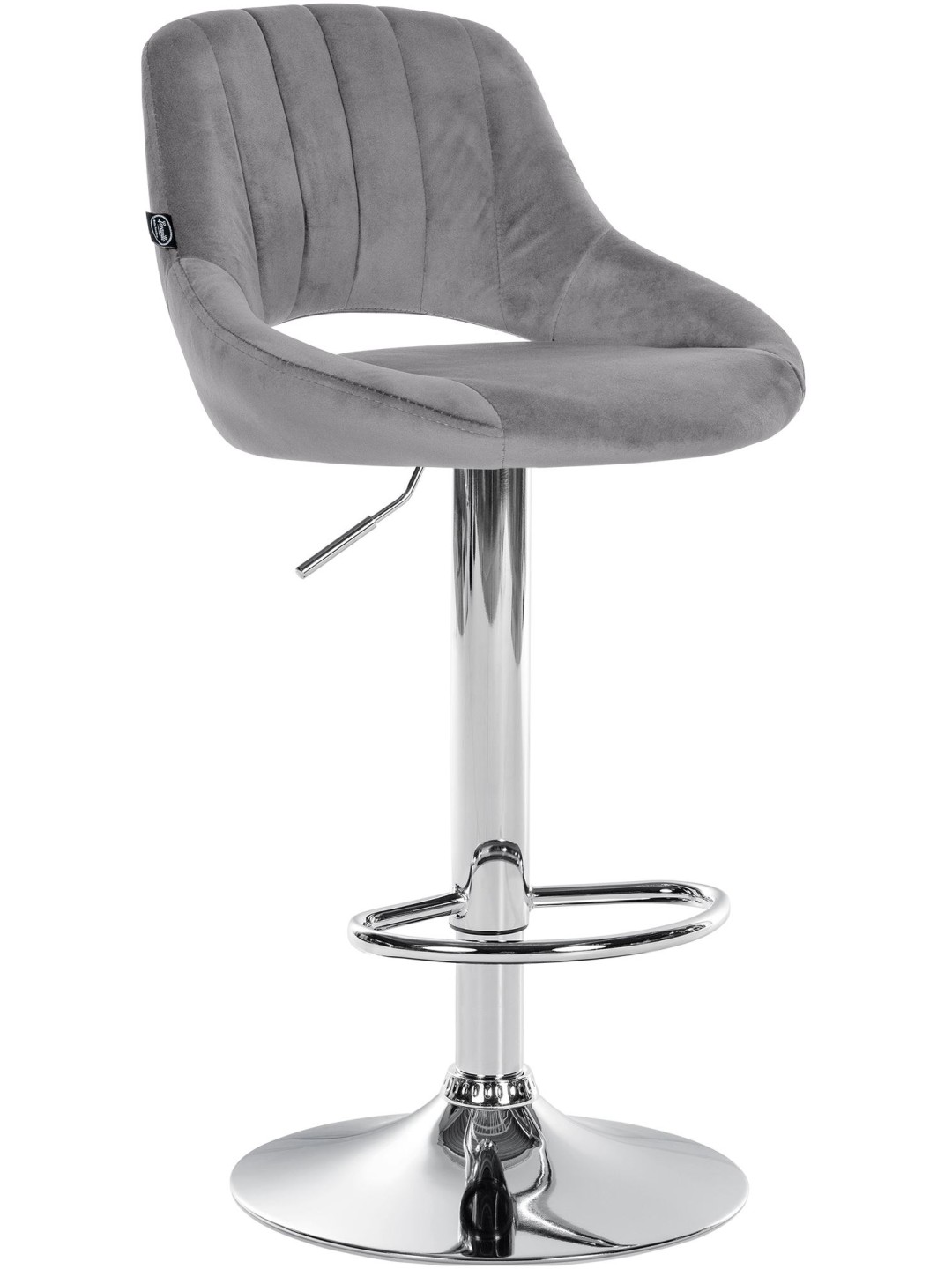 Tabouret de bar Milet velours chrome, gris foncé