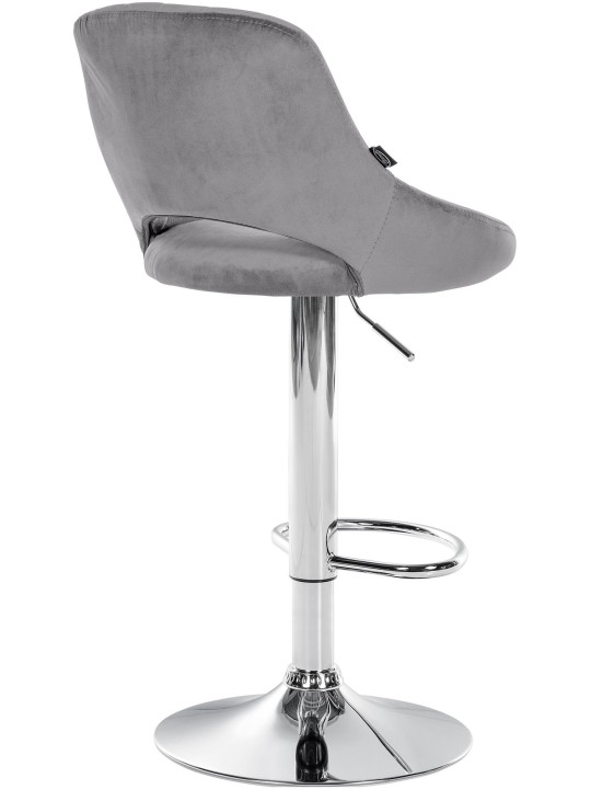 Tabouret de bar Milet velours chrome, gris foncé