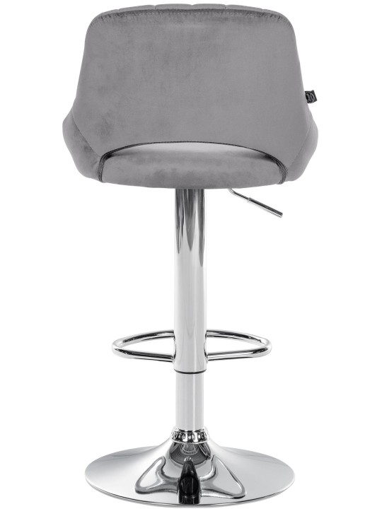 Tabouret de bar Milet velours chrome, gris foncé