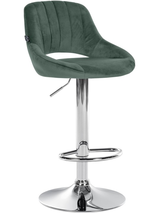 Tabouret de bar Milet velours chrome, vert Tabouret de bar Milet velours chrome, vert