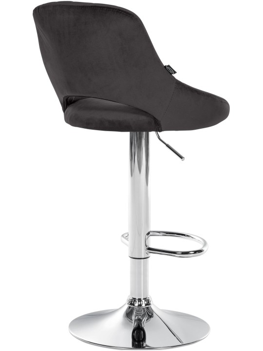 Tabouret de bar Milet velours chrome, noir