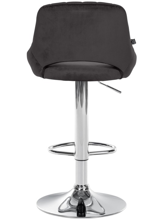 Tabouret de bar Milet velours chrome, noir