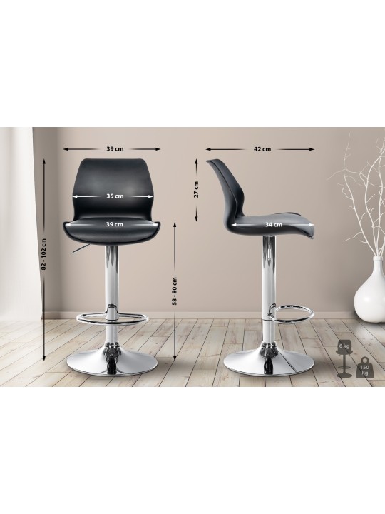 Tabouret de bar Gilbert plastique, noir