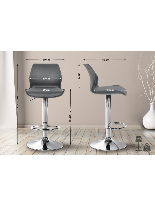 Tabouret de bar Gilbert plastique, gris