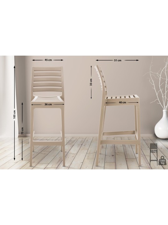 Tabouret de bar Ares, taupe