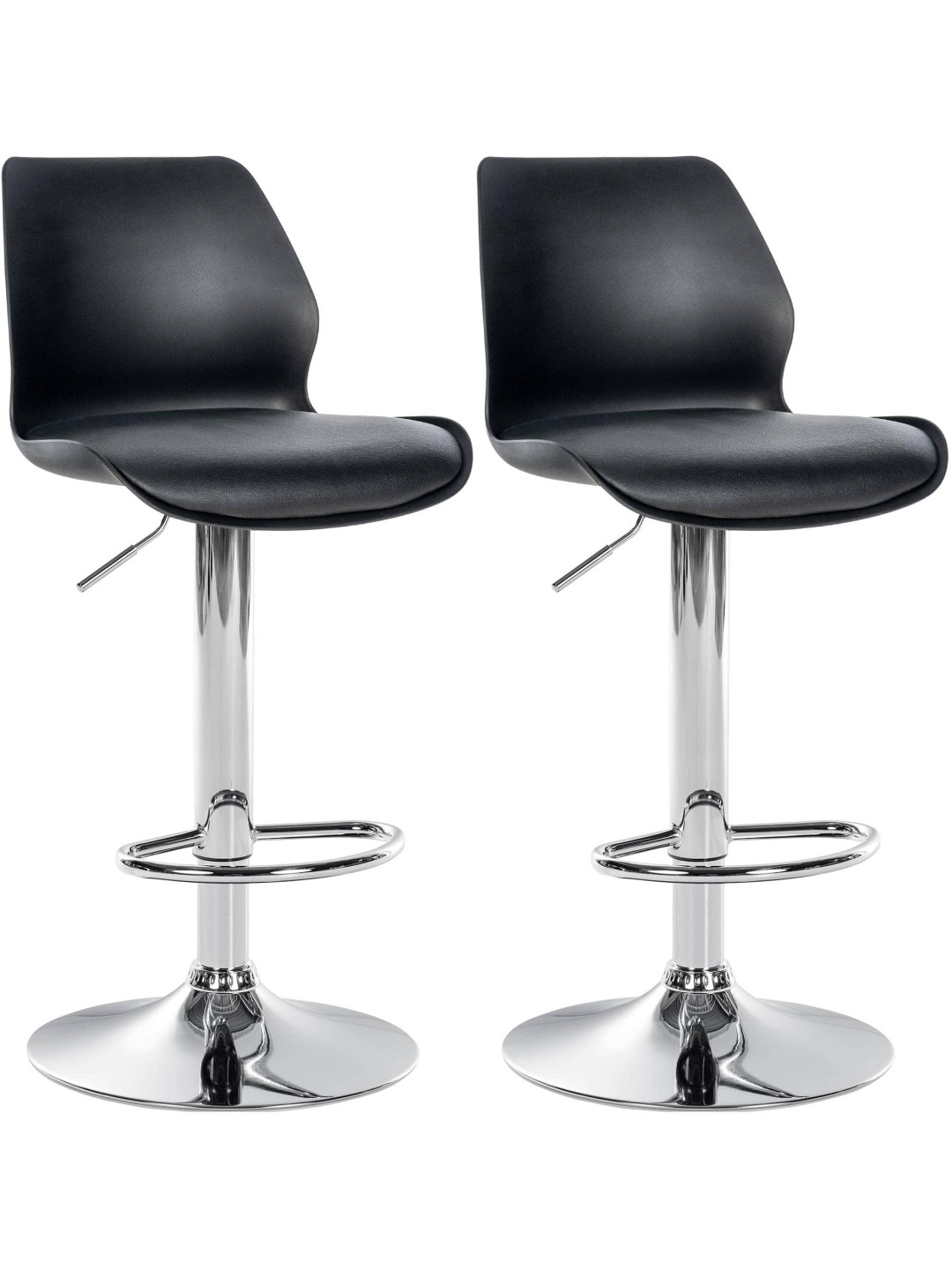 Lot de 2 tabourets de bar Gilbert plastique, noir