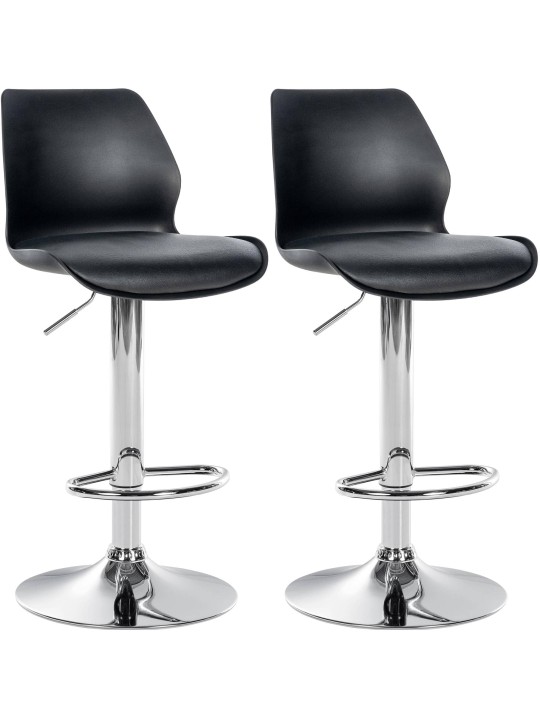 Lot de 2 tabourets de bar Gilbert plastique, noir Lot de 2 tabourets de bar Gilbert plastique, noir