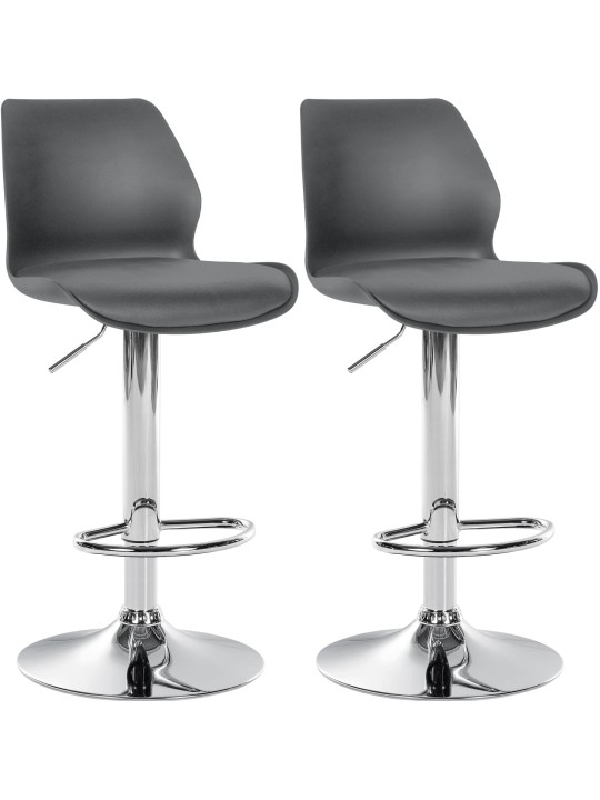 Lot de 2 tabourets de bar Gilbert plastique, gris