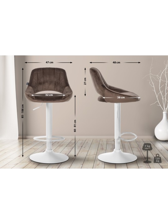Tabouret de bar Milet velours, brun