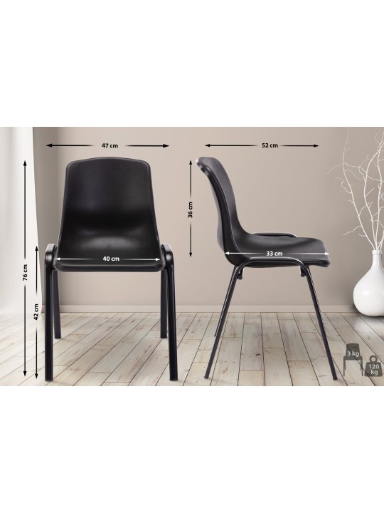 Chaise empilable Nowra plastique, noir