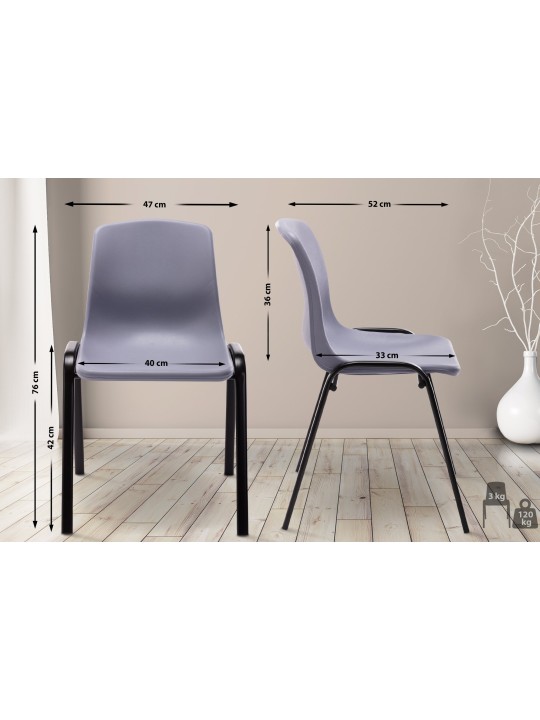 Chaise empilable Nowra plastique, gris
