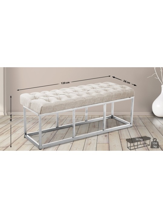 Banc Amun tissu E120, crème