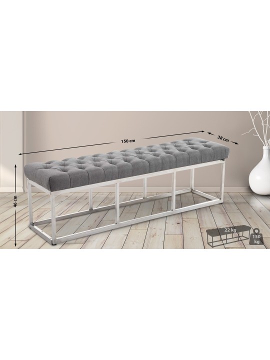 Banc Amun tissu E150, gris