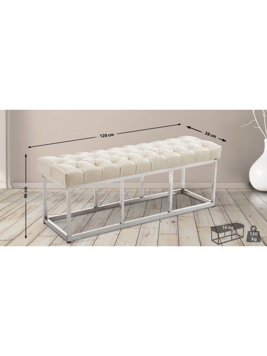 Banc Amun en cuir artificiel E120, crème