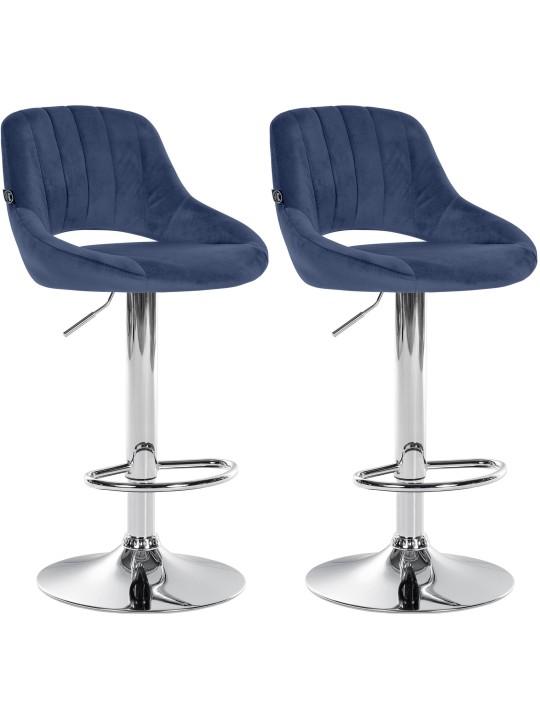 Lot de 2 tabourets de bar Milet velours C, bleu